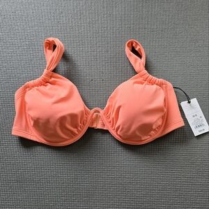 Shade & Shore Coral Pink Bikini Top | 38D XL Underwire Swim Bra - NWT